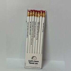 Let’s Taco ’Bout Us Pencil Set – 7 Sharpened #2 Pencils – New
